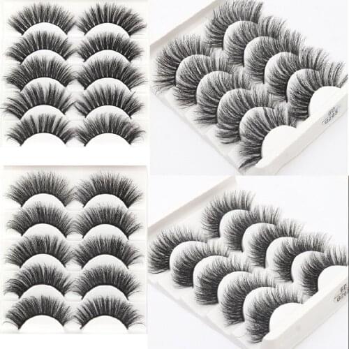 2018 NEW 5 pairs 100% Real Mink Eyelashes 3D Natural False Eyelashes 3d Mink Lashes Soft Eyelash Extension Makeup Kit Cilios