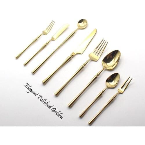 Palace Luxury Stainless Steel Cutlery Electroplate Gold Steak Knife Scoop Dinner Fork Wedding Tableware Western Food Full Set