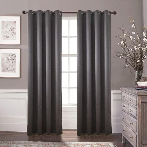 Nordic Style Solid High Blackout Satin Curtains with Shade Cloth Insulated Fabric Curtain for Home Living Room Window Decoration