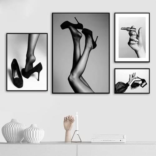 Sexy Woman Canvas Print Painting Bikini High Heels Ladies Fashion Quote Black And White Poster Living Room Wall Art Decoration