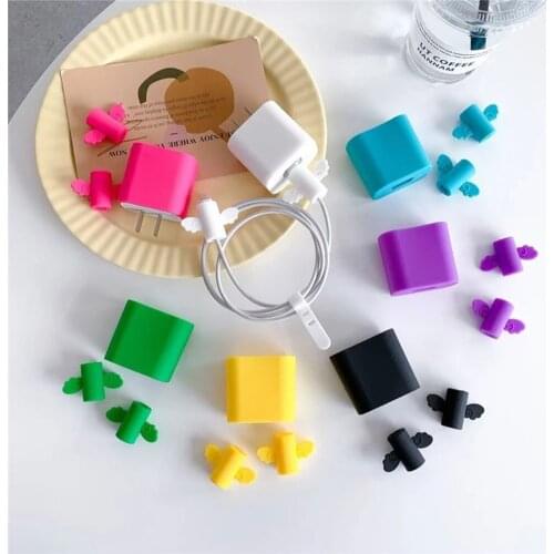 3Pcs/set Silicone Protective Cover for iPhone 20W Charger Charging Cable USB Cable Protector Safety Shell Phone Accessories Kit