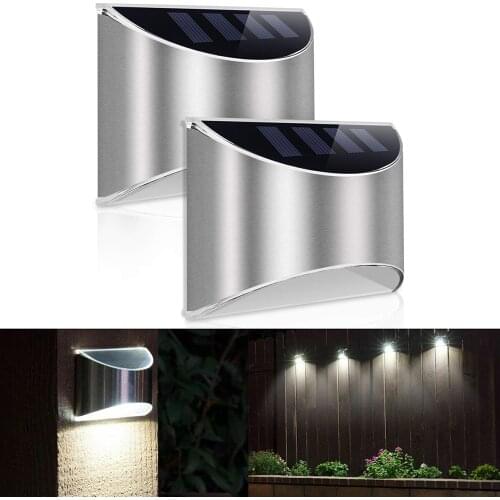 2Pcs Outdoor LED Solar Light Waterproof Fence Solar Lamp For Garden Fence Outdoor Decoration Lamp Stainless Steel Solar Light
