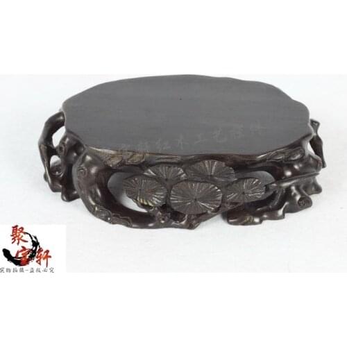 Solid wood carving vase furnishing articles household act the role ofing is tasted annatto handicraft stone Buddha base