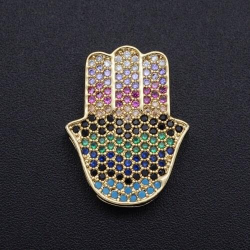 20x16mm 100% CZ Zircon DIY Jewelry Hamsa Hand Bead Charm Pendant Wholesale Jewellwery Finding Supplies Jewellery Accessories