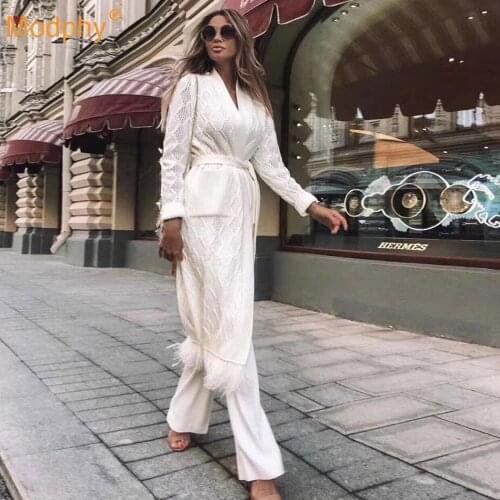 New Womens Long Sleeve Slim Knit Diamond Sweater Jacket Fashion Lace-Up Fringed Mid-length Sweater Cardigan Jacket