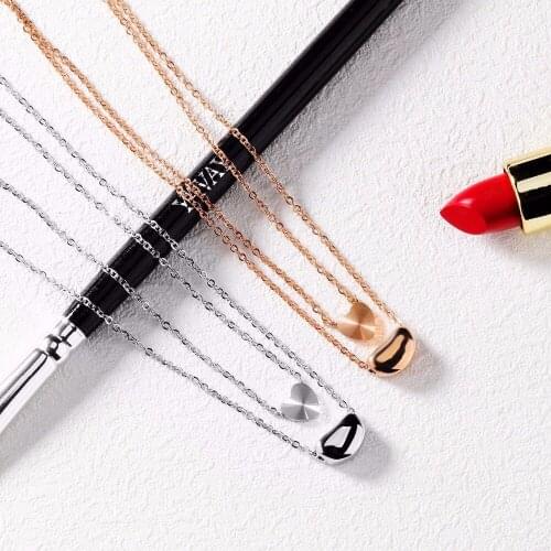 New Fashion Heart Rose Gold Color Pendants Necklaces For Women Clavicle Chain Femme Necklace Ladies Stainless Steel Jewelry