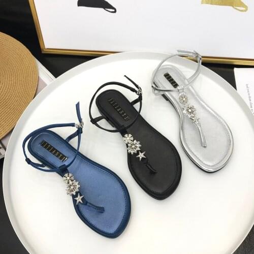 2019 Summer Beige Heeled Sandals Womens Shoes Silver All-Match Flip Flops Platform Ladies Black Rhinestone Female Flat Sexy