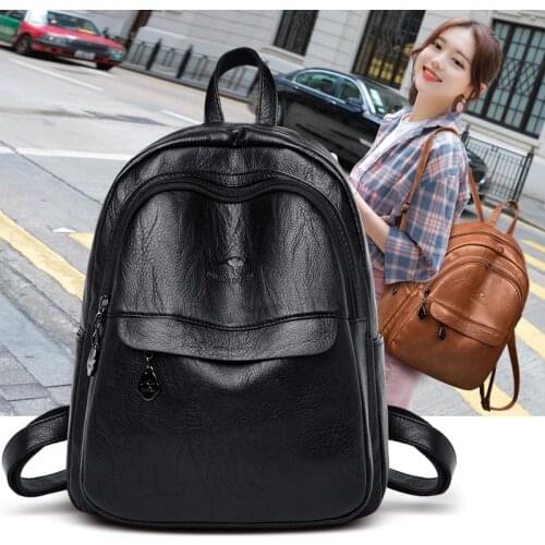 Women Leather Backpack School Shoulder Bag for Woman Rucksacks Female Travel Lady Designer Shopper Bookbags
