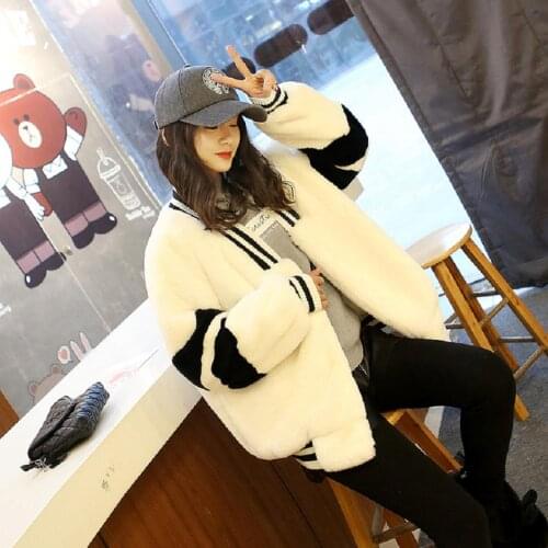 Winter fashion cute imitation fur coat female faux Rex Rabbit Fur plush long jacket thick warm loose fur oversize outwear L1381