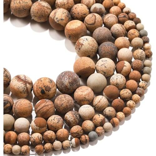 1strand/lot 4/6/8/10mm Dull Matte Natural Mineral Picture Stone Round Loose Spacer Bead For Bracelet Jewelry Makings Supplies