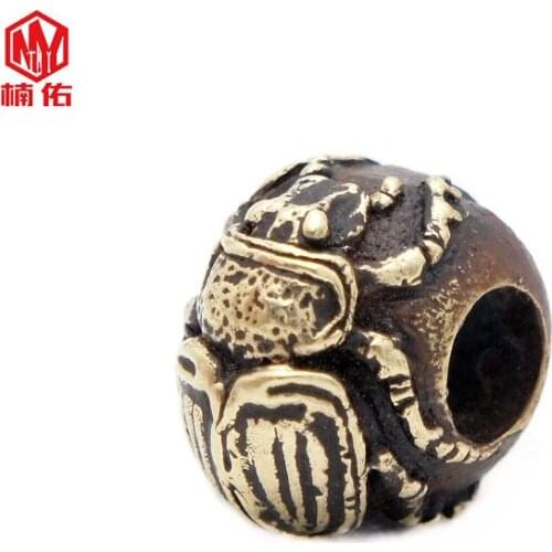 1PC Handmade Creative Funny Retro Bronze Dung Beetles EDC Paracord Beads Umbrella Rope Cord Lanyard Pendants Knife Beads