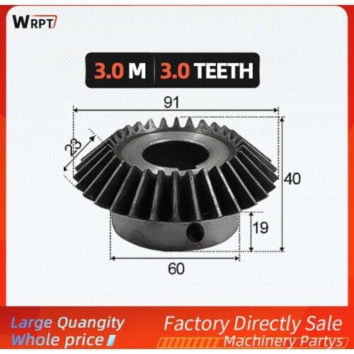 1pcs 3mod bore 20/22/25/28/30/32/35/40/45/48/50mm Bevel gear 90 degree carbon steel hard tooth1 to 1 bevel gear cnc machine