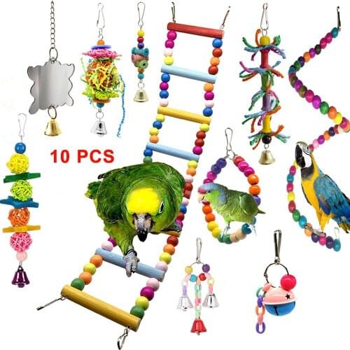 10pcs Bird Toys Hanging Multicolor Rope Toys Type For Rope Bungee Bird Toy Birds Standing Parrot Bird Toys Accessories Supplies