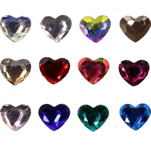 40Pcs Different Color Nail Art Heart Diamond Jewelry Flat Bottom Big Peach Heart Shap Nail Decoration