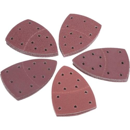 50pcs Palm Sand Paper 11 holes Grits Sanding Sheets Hook and Loop 150*150*100 Grain Disk 40-180 PSM 100a Palm Sander Polishing