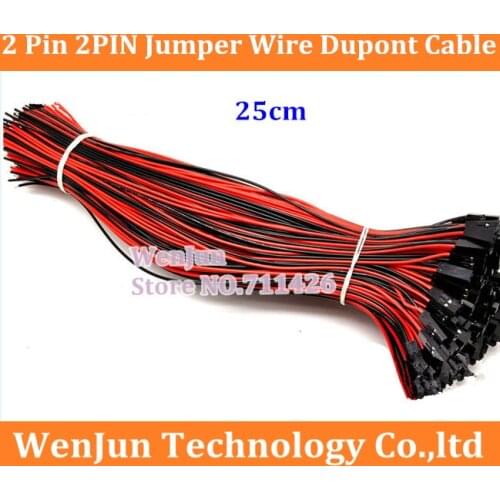 500PCS Free shipping 2 Pin 2PIN 2P Jumper Wire Dupont Cable 2.54mm 24AWG wire 25cm