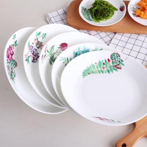 7inch, bone china dinner plates, succulent design, ceramic plate for dessert, kitchen porcelain serving dish, diner borden