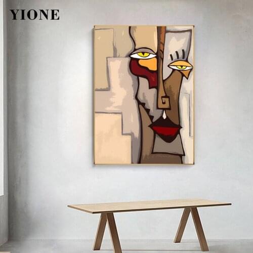 Picasso Abstract Figure Portrait Painting Brown Woman Face Canvas Art Poster for Living Bedroom Wall Home Decor Picture Print