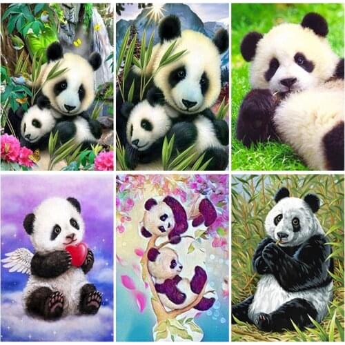 DIY Panda 5D Diamond Painting Full Round Drill Green Bamboo Animal Cartoon Diamond Embroidery Cross Stitch Mosaic Rhinestone