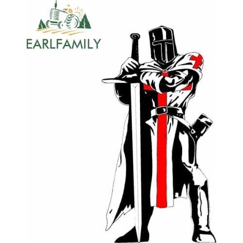 EARLFAMILY 13cm x 6.8cm for Crusades Knights Templar Car Sticker Vinyl Scratch-proof Window Trunk Race Car Personality JDM Decal