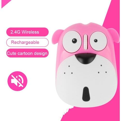Cute Cartoon Dog Wireless Mouse Rechargeable Mini Slient Gamer Mause Optical Office USB Computer Mice for Xiaomi Laptop Kid Gift