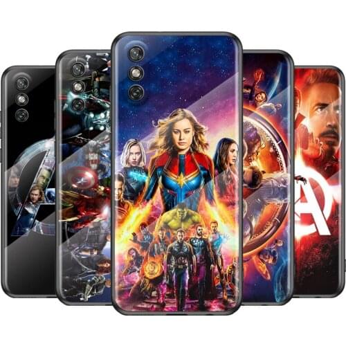 Marvel The Avengers For Huawei Y6 Y7 Y9 Y5P Y6P Y8S Y8P Y9A P Smart Z 2019 2020 2021Tempered Glass Cover Phone Case