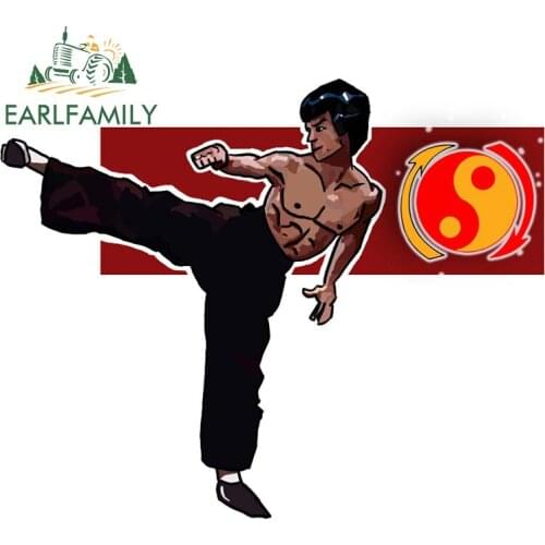EARLFAMILY 13cm x 10.5cm for Bruce Lee Yin and Yang Car Stickers and Decals Graffiti Car Accessoires Waterproof Windows Decor