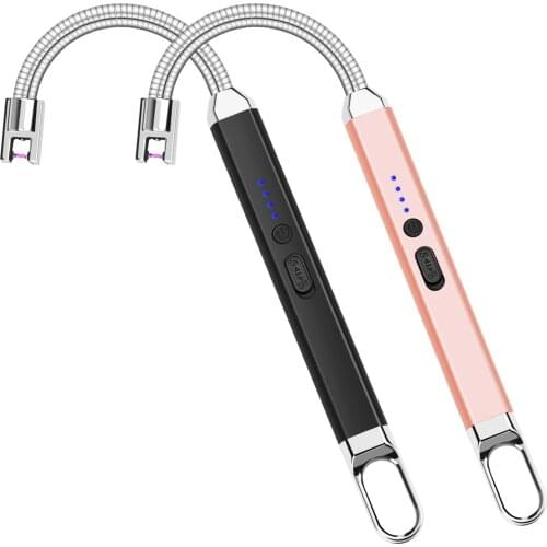 Candle Electric Lighter BBQ USB Rechargeable Lighter with 360°Flexible Long Neck Plasma Arc Electric Windproof Flameless Lighter