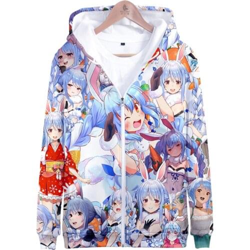 Hot sale Anime Usada Pekora 3D Hoodie Autumn And Winter Holiday Passionate Style Men/Women Casual Youthful Kawaii Zip Hoodies