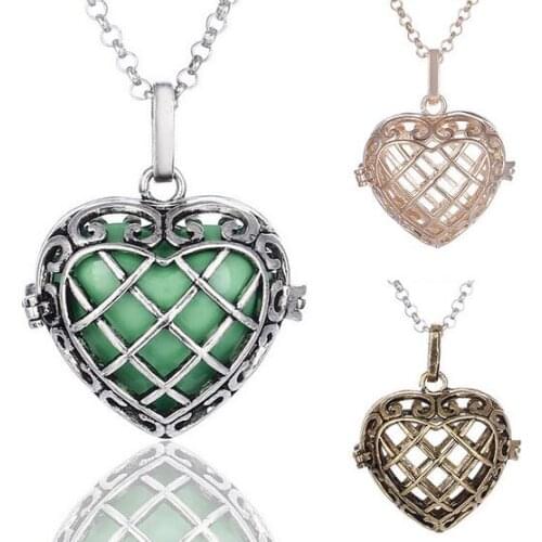 Good quality plaid hollowed heart for love Mexcian pregnancy belly ball necklace 100cm long chain fashion Pendant jewelry