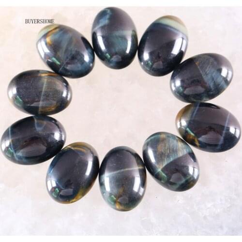Oval 13x18MM Natural Stone Blue Tigers Eye CAB Cabochon For Making Necklace Pendant Bracelets Earrings 10PCS K1582