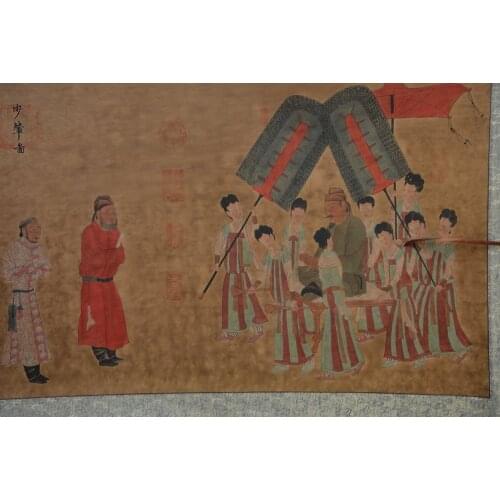 Hand-painted Chinese paintings, picture the long axis of the Tang Dynasty in China,Pacers FIG, free shipping