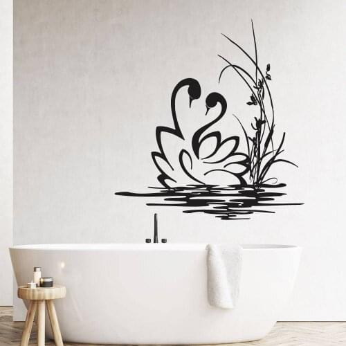 Beautiful Swans Wall Decals Bathroom Decor Vinyl Wall Stickers For Bathroom Home Decor Removable Waterproof Art Wallpaper X391