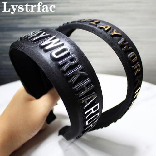 Lystrfac Retro 3D Three-dimensional Hot Stamping letter Headband for Women Fashion Hairband Hair Hoop Female Hair Accessories