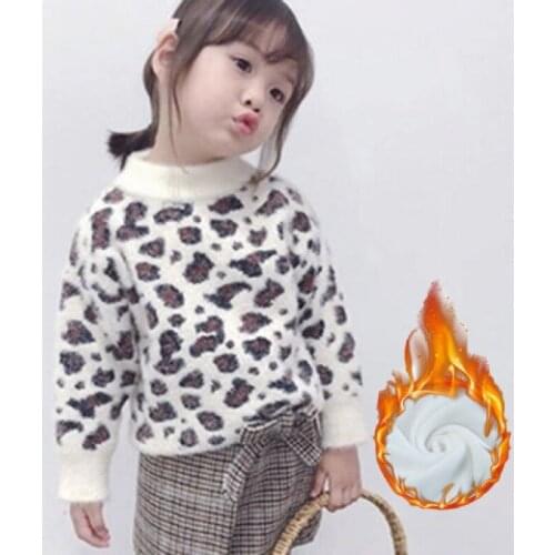 Cute Knitting Autumn Spring Winter Sweater Baby Girls Kids Childrens Warm Plus Velvet Thicken Top Princess High Quality