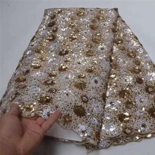 New Sequins Lace Fabric 2020 High Quality Latest Sequins African Lace Fabric Wedding French Tulle Lace Fabric Nigerican Wedding