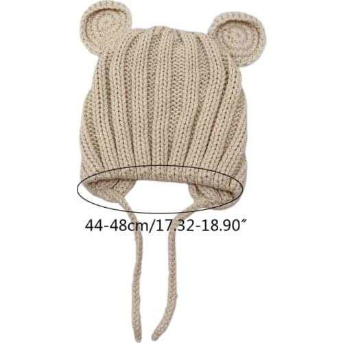 Autumn Winter Warm Baby Newborn Cute Beanie Cap Ear Protection Solid Color Hat BX0D