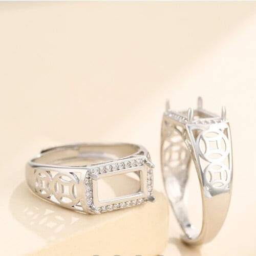 6*11mm 925 STERLING SILVER men women Semi Mount Bases Blanks base blank Pad ring Setting wedding jewelry findings diy A5860