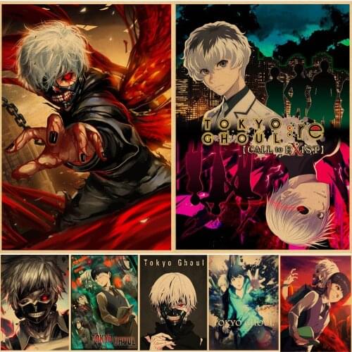 Hot Sale Tokyo Ghoul Anime Posters Kraft Paper Prints Clear Image Art Painting Bar Home Decoration Wall Decor Painting Modern