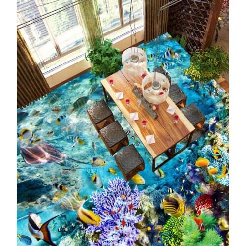 Sea World PVC waterproof floor Custom Photo self-adhesive 3D floor wallpapers Home Decoration