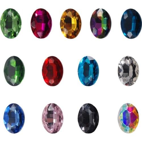All-sizes Colorful Oval Shape Glass Rhinestones Pointback Diamantes Stones, DIY Material for Wedding Clothing, Jewelry Crafts