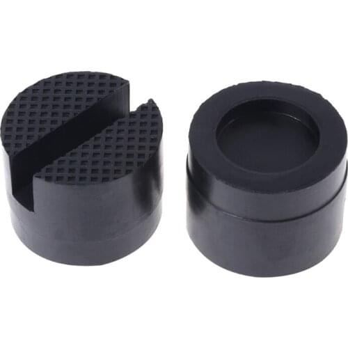 2 Pcs Black 50x37mm Car Auto Slotted Frame Rail Hydraulic Floor Jack Rubber Pad