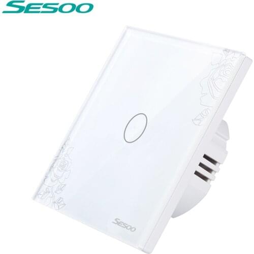 SESSO Touch Wall Light Switch 1/2/3 Gang 1 Way AC170-240V Crystal Tempered Glass Panel (No Remote Control Function)