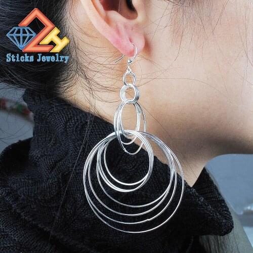 Modern Minimalism Charm Earrings Fashion Jewelry K White Plated Hoops Big Earrings Female Fashion Earrings