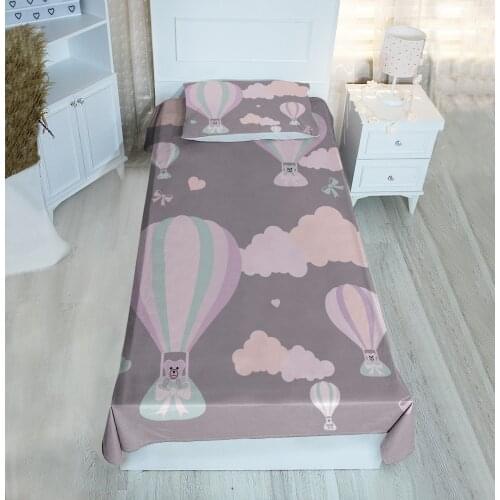Grey single bed cover balloon cloud bear star patterned velvet fabric Free Shipping quality product kids room decoration baby