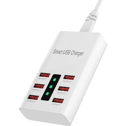 6-Port Quick Charge 30W Wall Charger Travel Fast Charging Adapter Wall Charger Fireproof Travel Fast Charging Adapter Electronic