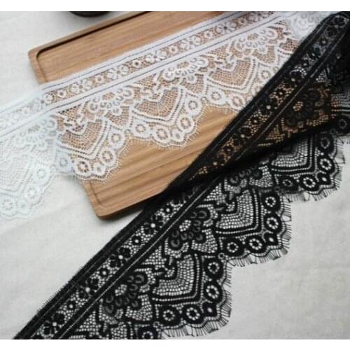 Wide 14CM Soft Gauze Eyelash Lace Accessories DIY Shawl Dress Wedding Curtain Fabric 6M/pack