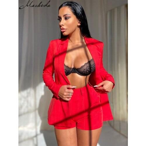 Macheda Autumn Solid Fashion Loose Shorts Women High Waist Streetwear Casual Lady Knitting Zipper Shorts 2021 New