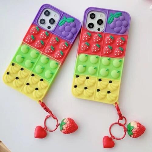 For Iphone 13 12 Pro Max Cute Peach Fruit Phone Case for Iphone Xr Xsmax X 7 8 11 Pro Max Strawberry Pendant Silicone Case