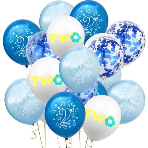 2nd Birthday Blue Pink Latex Balloons Boy Girl 2 Year Old Birthday Party Decor Kids Baby 2th TWO Happy 2 Years Party Decoration